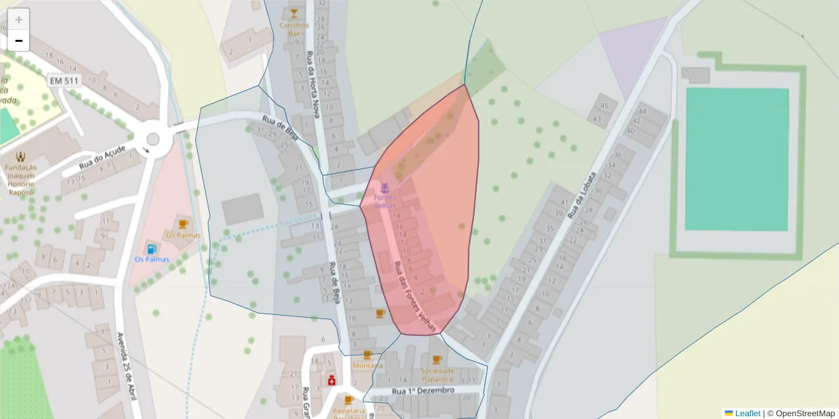 Mapa detalhado do código postal 7800-682 com limites, códigos postais vizinhos e agências dos correios