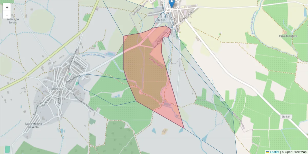Mapa detalhado do código postal 7800-694 com limites, códigos postais vizinhos e agências dos correios