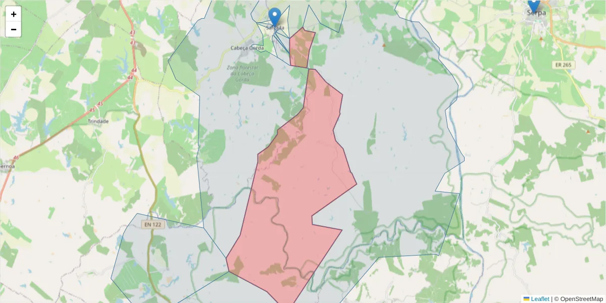 Mapa detalhado do código postal 7800-708 com limites, códigos postais vizinhos e agências dos correios