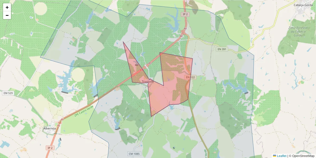 Mapa detalhado do código postal 7800-761 com limites, códigos postais vizinhos e agências dos correios