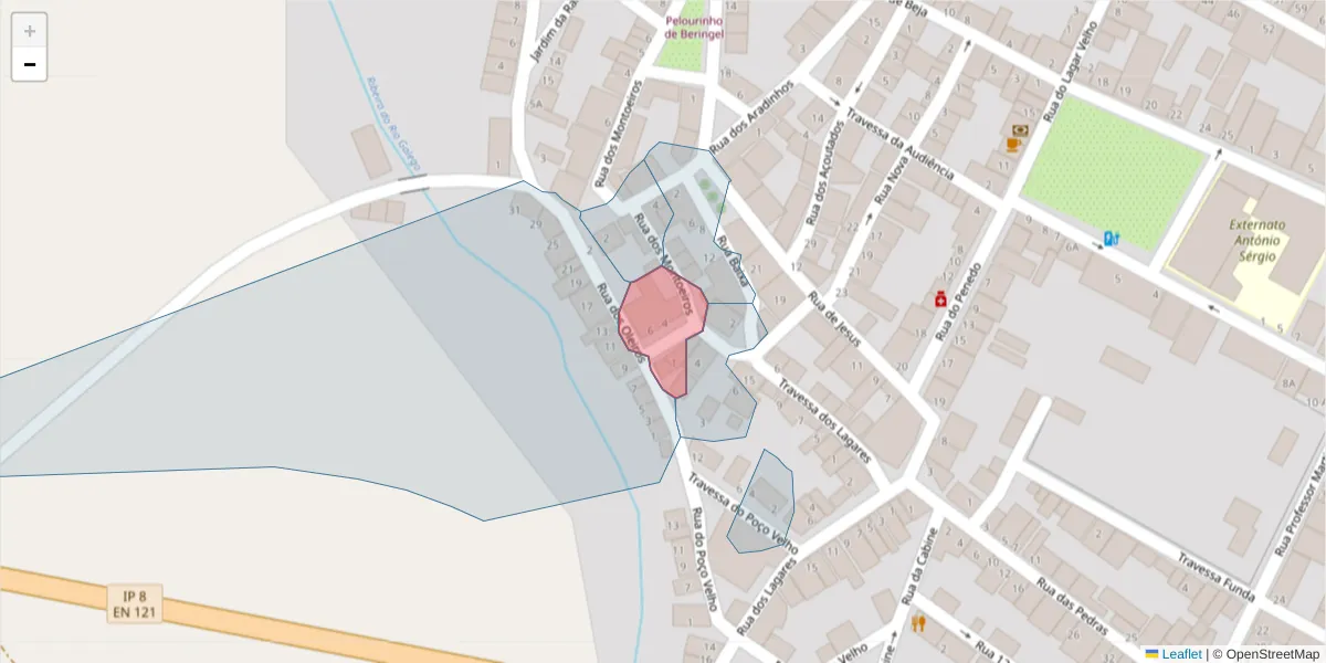 Mapa detalhado do código postal 7800-816 com limites, códigos postais vizinhos e agências dos correios