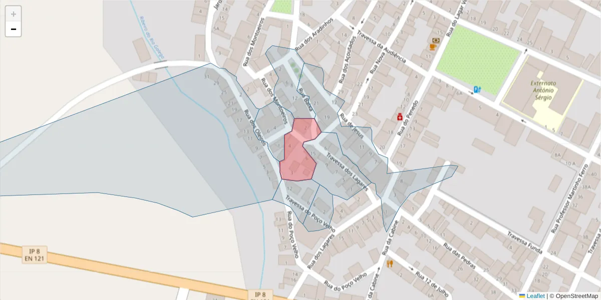 Mapa detalhado do código postal 7800-824 com limites, códigos postais vizinhos e agências dos correios