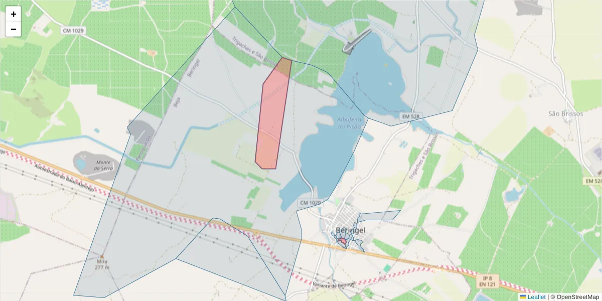 Mapa detalhado do código postal 7800-825 com limites, códigos postais vizinhos e agências dos correios