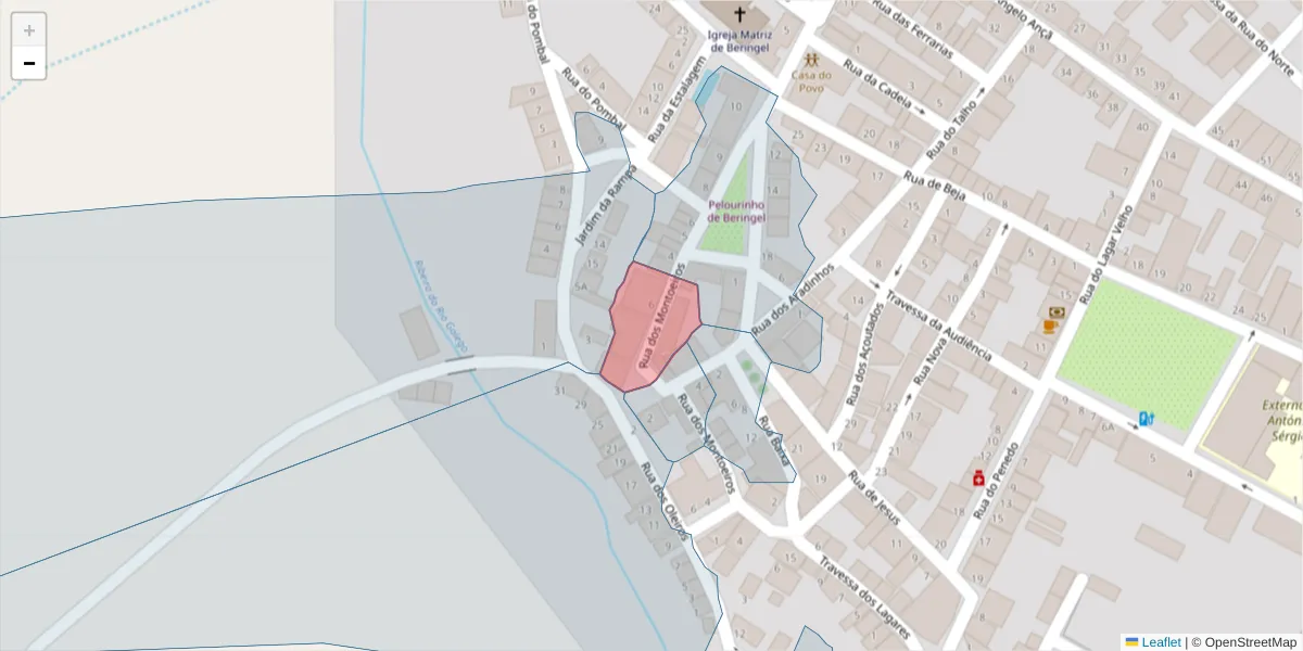 Mapa detalhado do código postal 7800-835 com limites, códigos postais vizinhos e agências dos correios