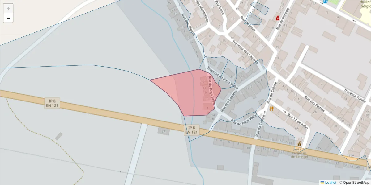 Mapa detalhado do código postal 7800-842 com limites, códigos postais vizinhos e agências dos correios