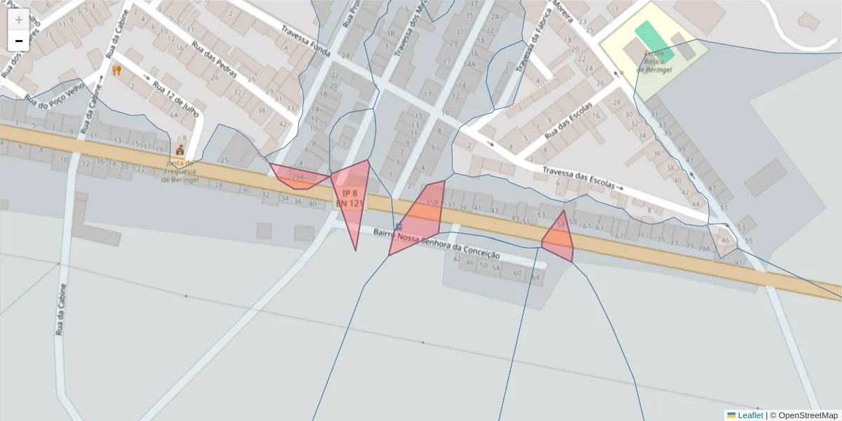 Mapa detalhado do código postal 7800-859 com limites, códigos postais vizinhos e agências dos correios
