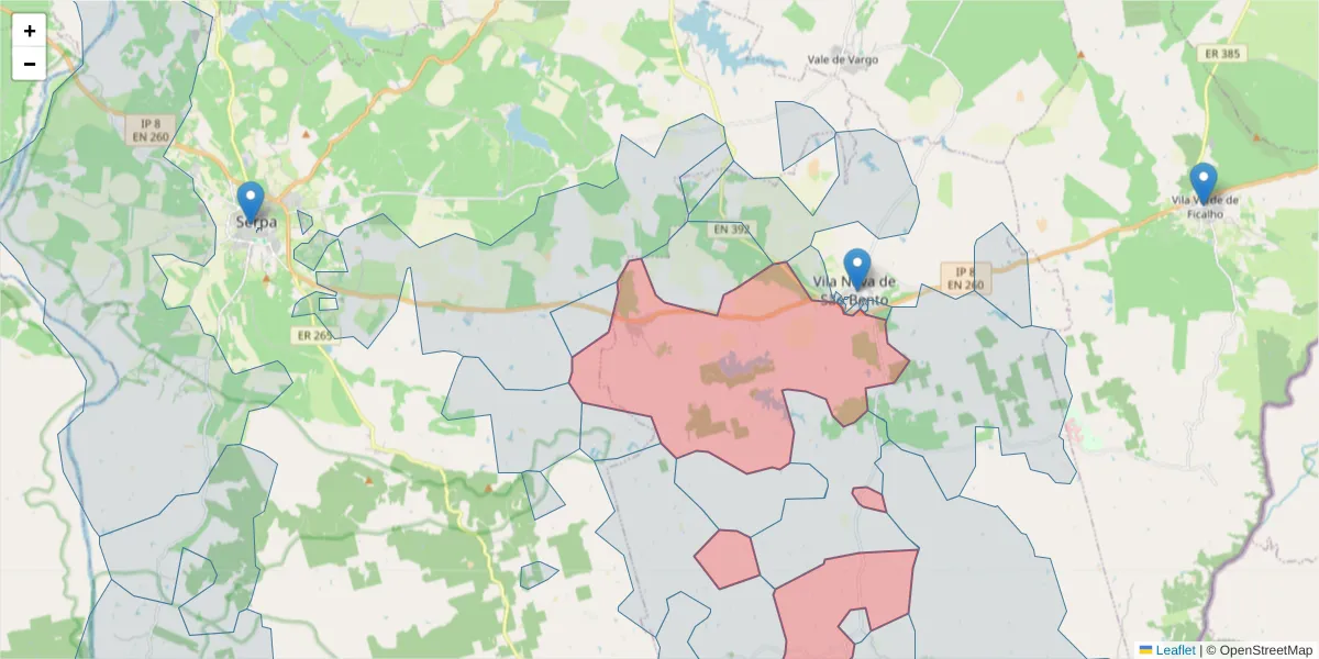 Mapa detalhado do código postal 7830-011 com limites, códigos postais vizinhos e agências dos correios