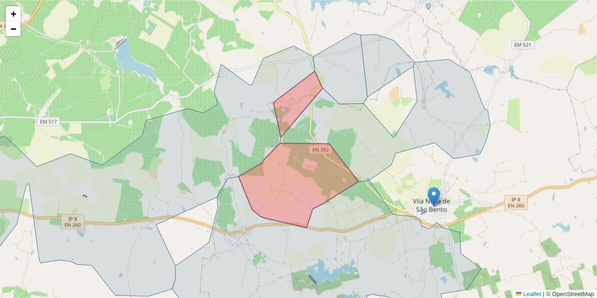 Mapa detalhado do código postal 7830-014 com limites, códigos postais vizinhos e agências dos correios