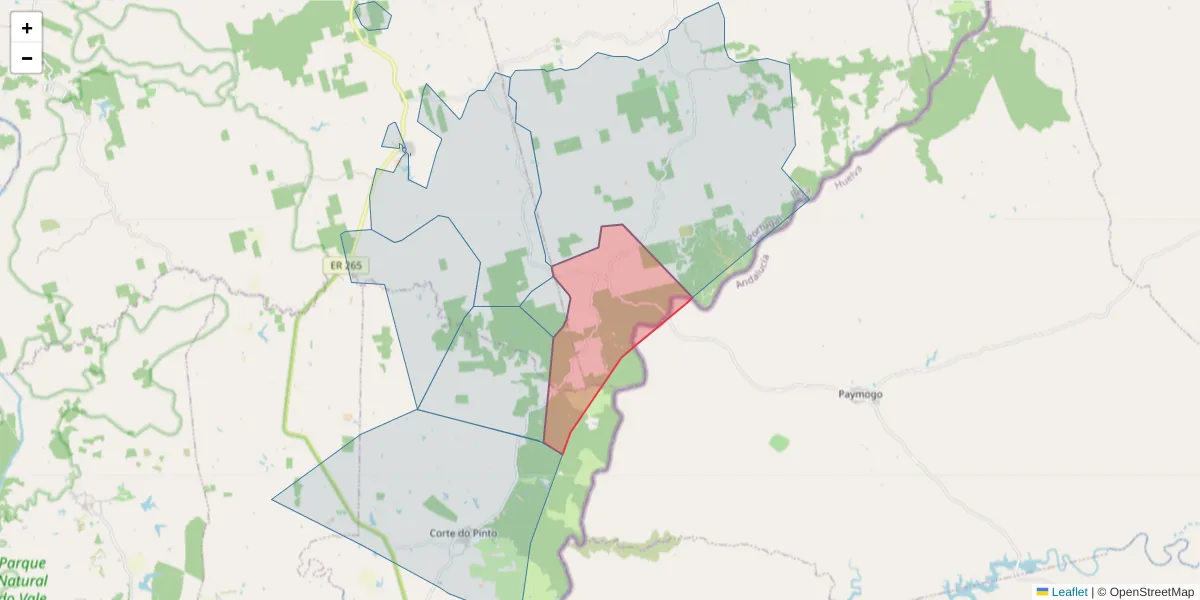 Mapa detalhado do código postal 7830-021 com limites, códigos postais vizinhos e agências dos correios