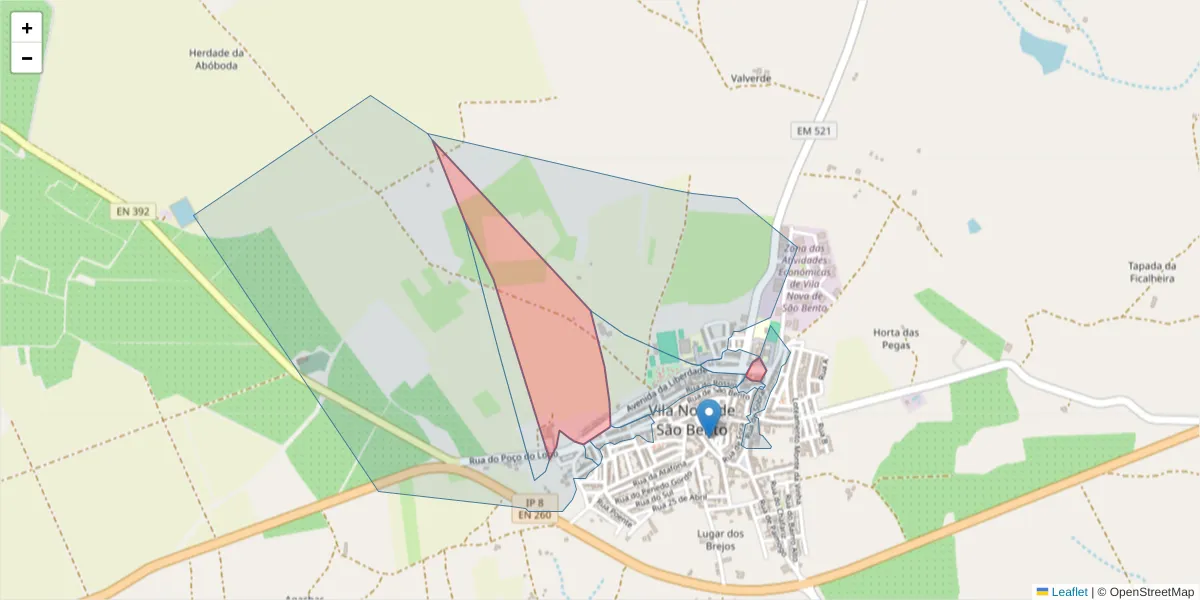 Mapa detalhado do código postal 7830-050 com limites, códigos postais vizinhos e agências dos correios