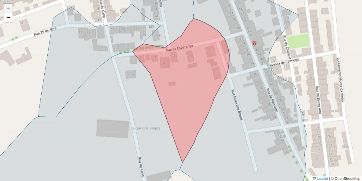 Mapa detalhado do código postal 7830-065 com limites, códigos postais vizinhos e agências dos correios