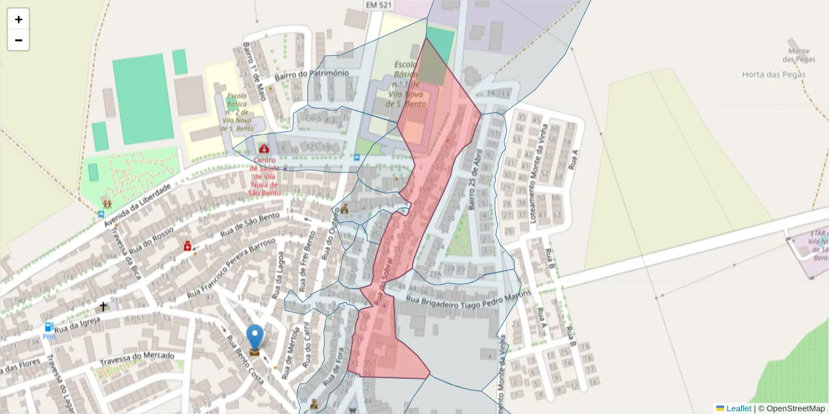 Mapa detalhado do código postal 7830-082 com limites, códigos postais vizinhos e agências dos correios