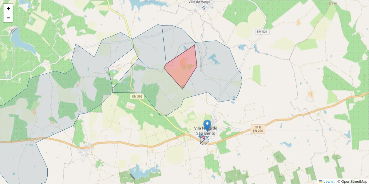 Mapa detalhado do código postal 7830-083 com limites, códigos postais vizinhos e agências dos correios