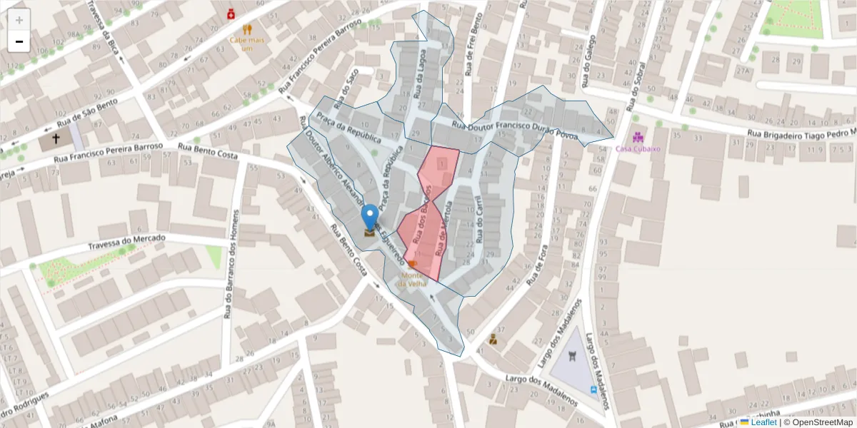 Mapa detalhado do código postal 7830-084 com limites, códigos postais vizinhos e agências dos correios