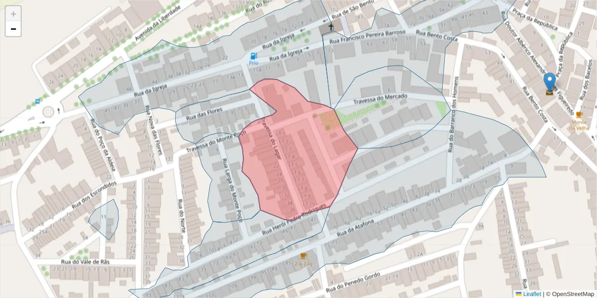 Mapa detalhado do código postal 7830-096 com limites, códigos postais vizinhos e agências dos correios