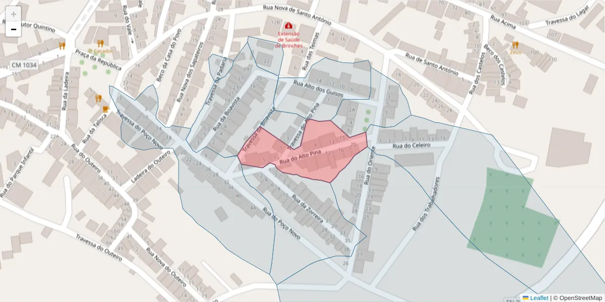 Mapa detalhado do código postal 7830-130 com limites, códigos postais vizinhos e agências dos correios