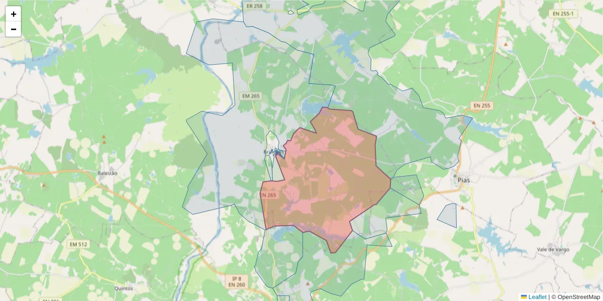 Mapa detalhado do código postal 7830-134 com limites, códigos postais vizinhos e agências dos correios