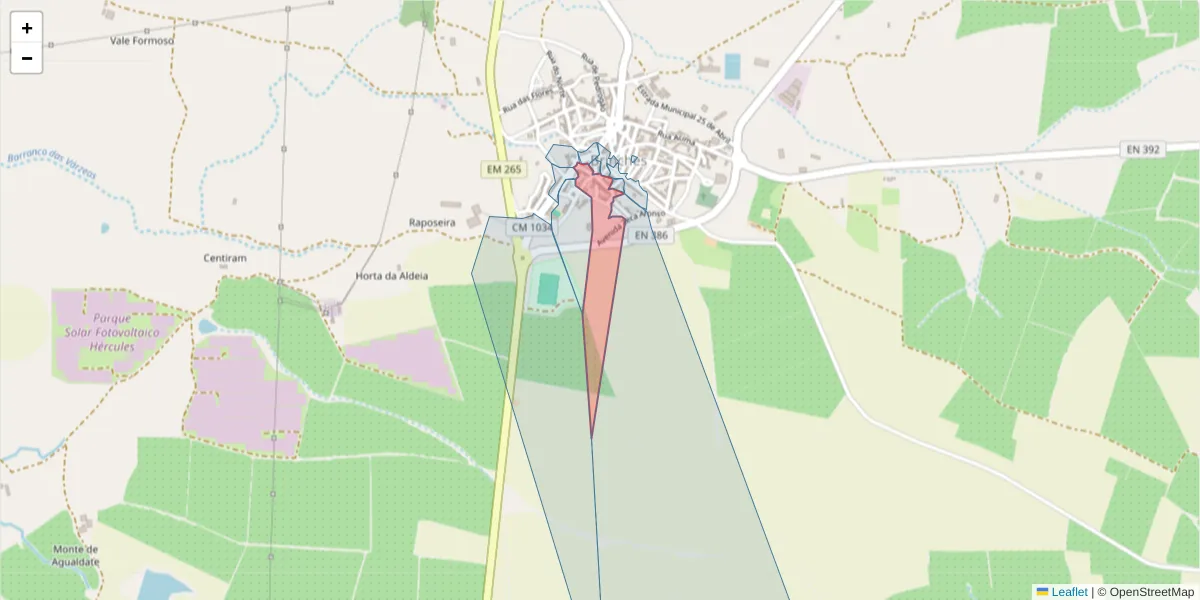 Mapa detalhado do código postal 7830-135 com limites, códigos postais vizinhos e agências dos correios