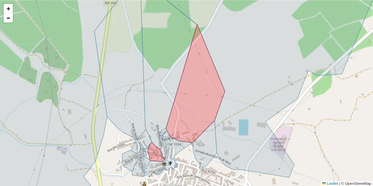 Mapa detalhado do código postal 7830-144 com limites, códigos postais vizinhos e agências dos correios