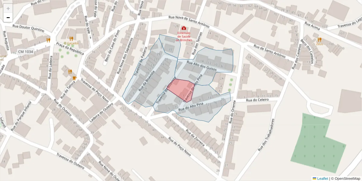 Mapa detalhado do código postal 7830-150 com limites, códigos postais vizinhos e agências dos correios