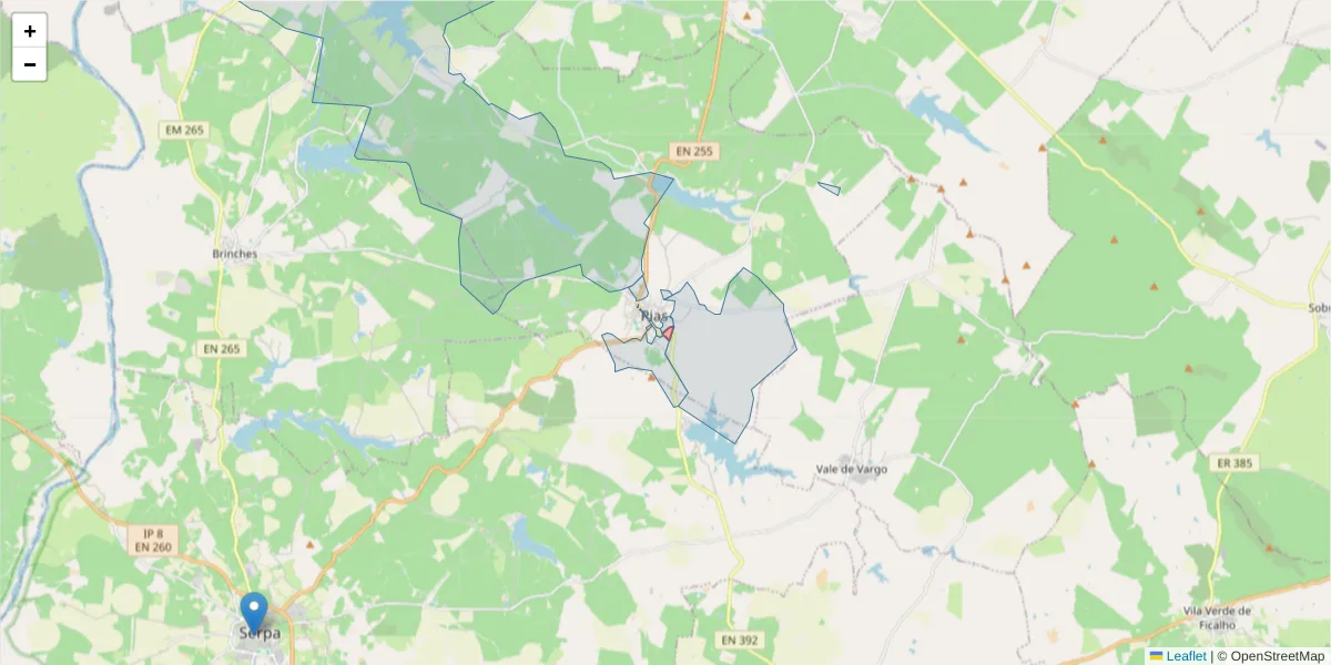 Mapa detalhado do código postal 7830-201 com limites, códigos postais vizinhos e agências dos correios