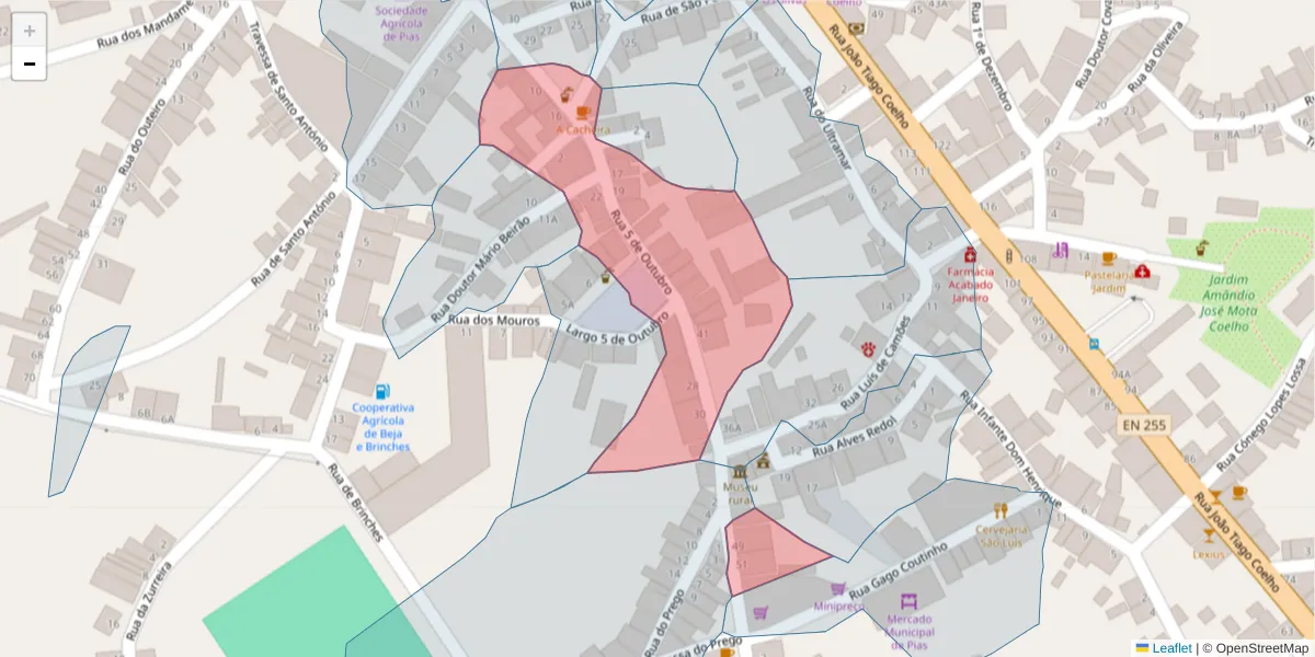 Mapa detalhado do código postal 7830-213 com limites, códigos postais vizinhos e agências dos correios