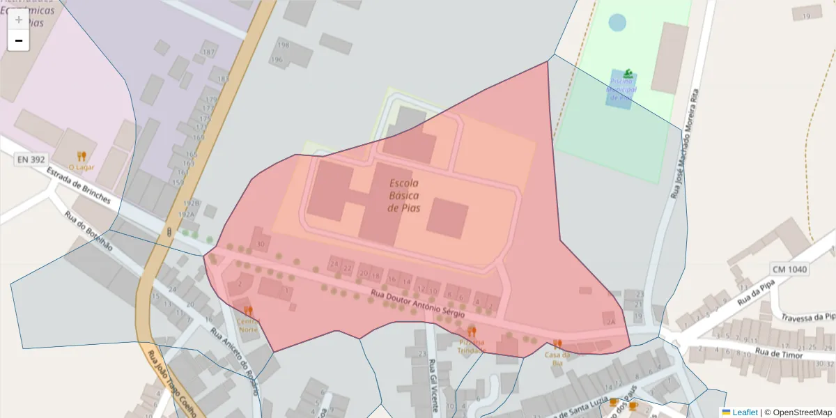 Mapa detalhado do código postal 7830-219 com limites, códigos postais vizinhos e agências dos correios