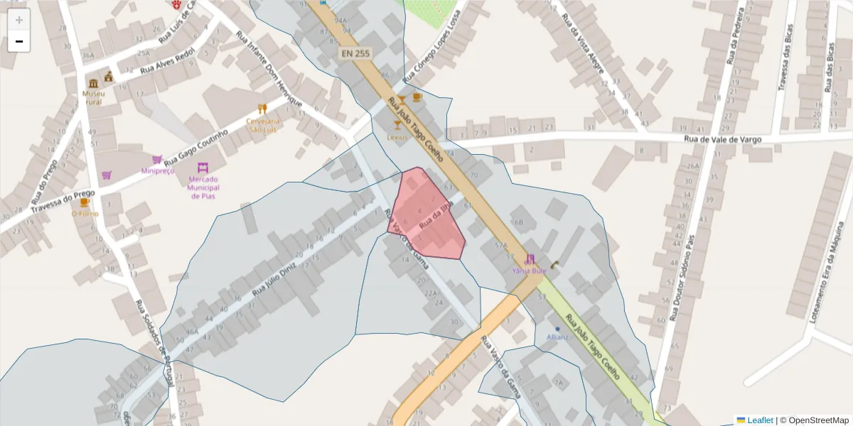 Mapa detalhado do código postal 7830-223 com limites, códigos postais vizinhos e agências dos correios
