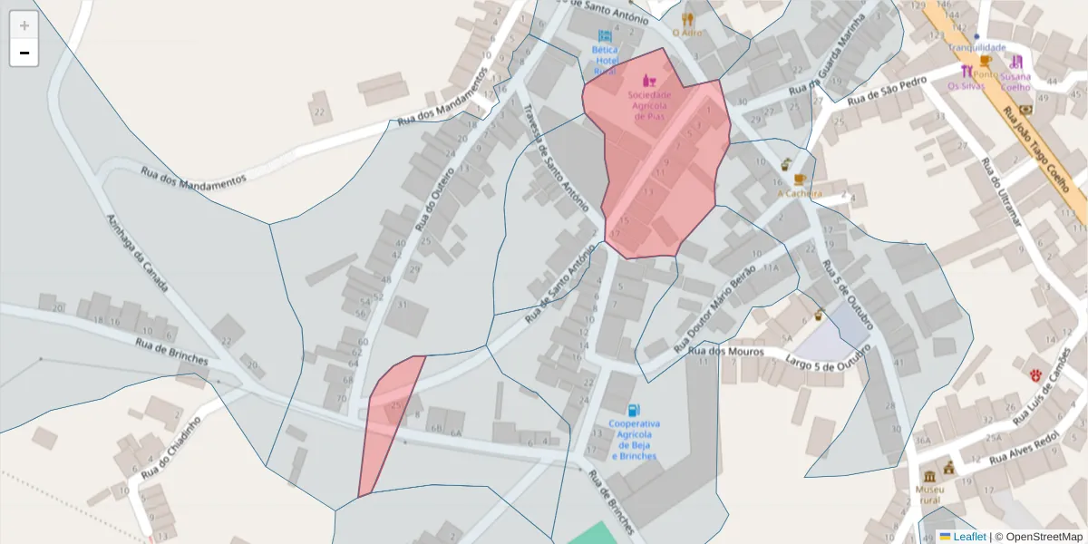 Mapa detalhado do código postal 7830-232 com limites, códigos postais vizinhos e agências dos correios