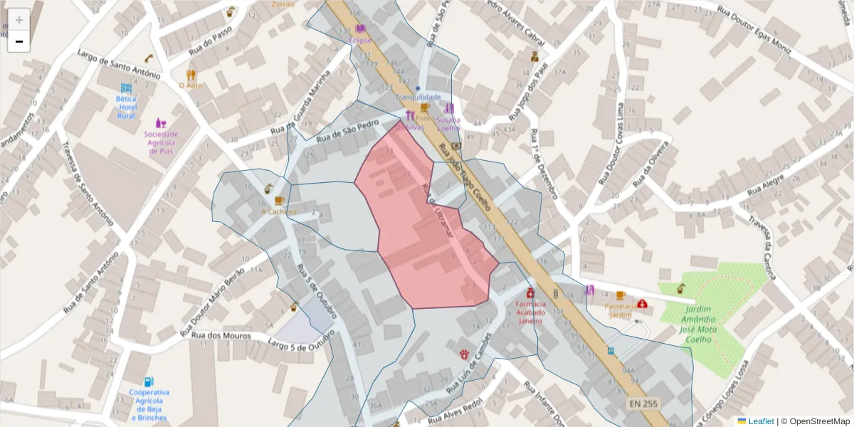 Mapa detalhado do código postal 7830-244 com limites, códigos postais vizinhos e agências dos correios