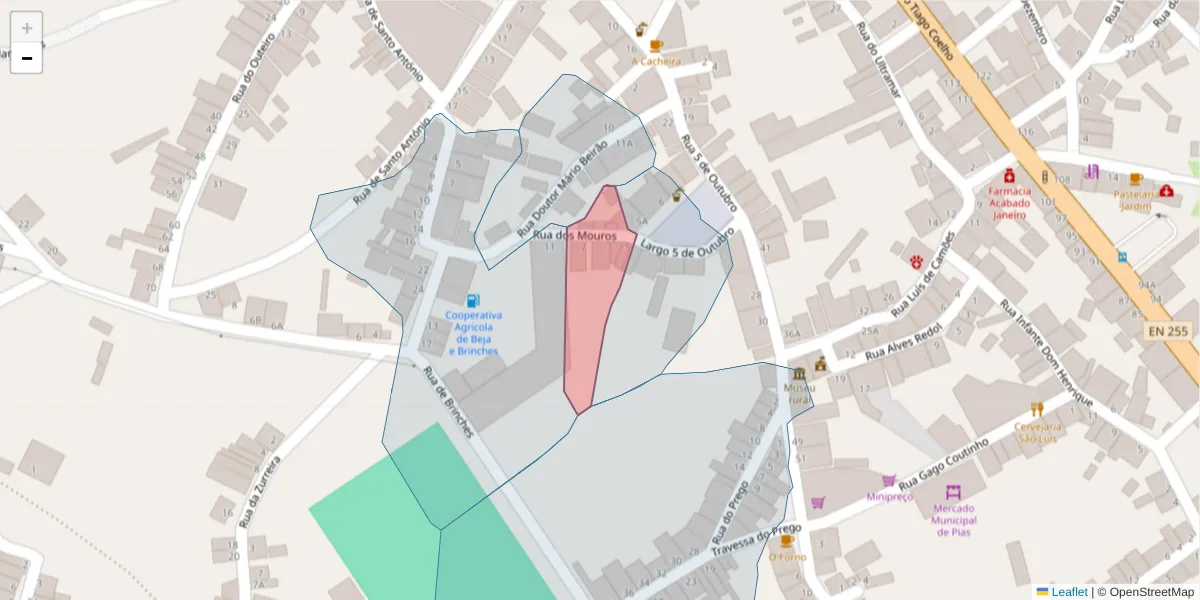 Mapa detalhado do código postal 7830-246 com limites, códigos postais vizinhos e agências dos correios