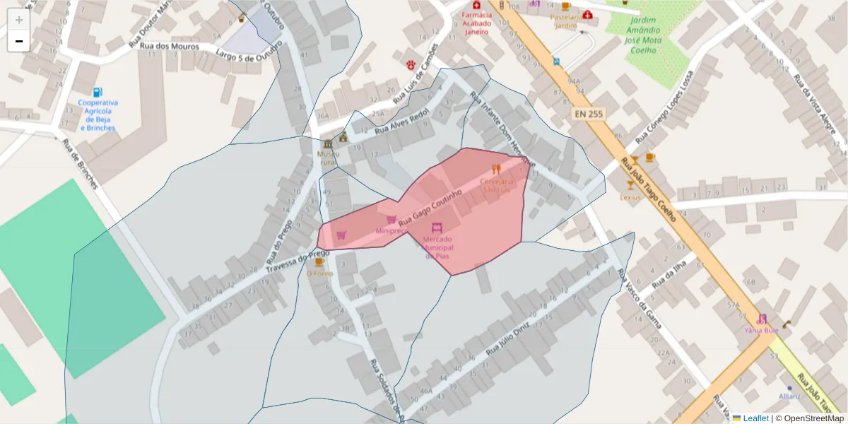 Mapa detalhado do código postal 7830-253 com limites, códigos postais vizinhos e agências dos correios