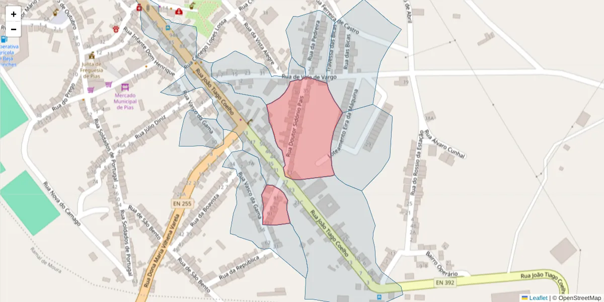 Mapa detalhado do código postal 7830-265 com limites, códigos postais vizinhos e agências dos correios