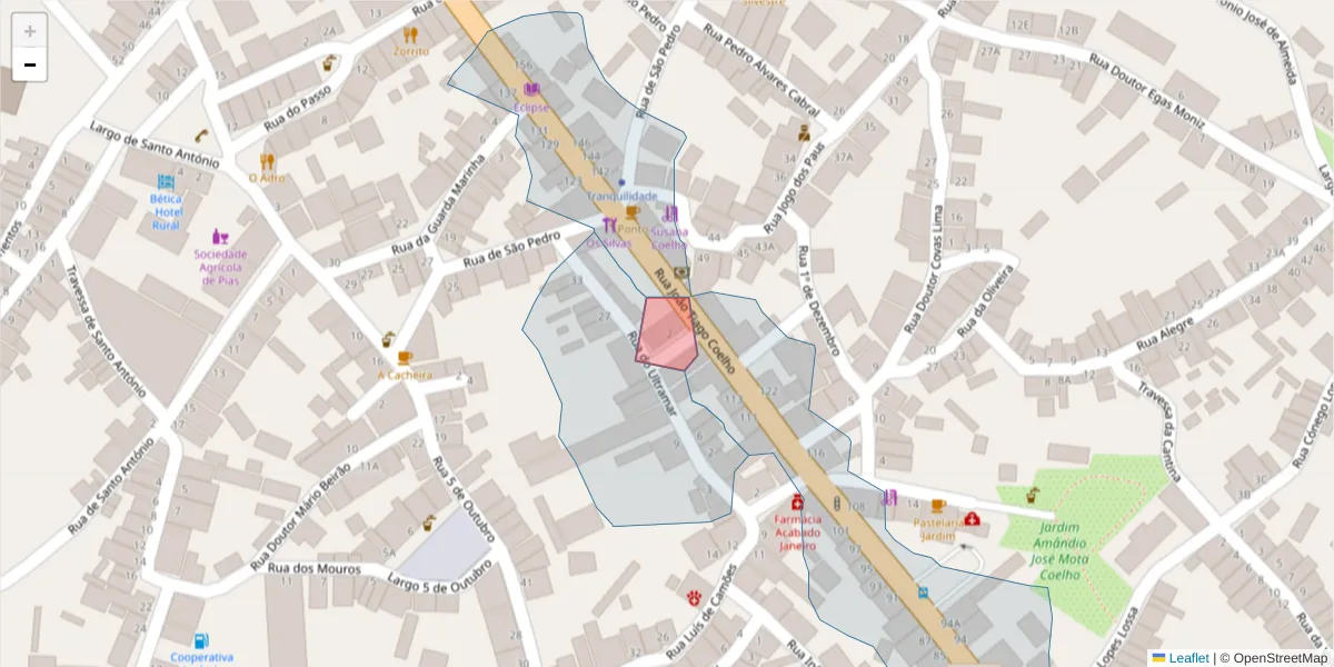 Mapa detalhado do código postal 7830-275 com limites, códigos postais vizinhos e agências dos correios