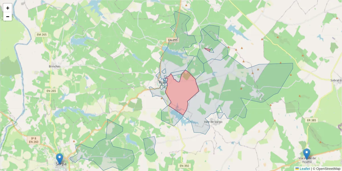 Mapa detalhado do código postal 7830-282 com limites, códigos postais vizinhos e agências dos correios