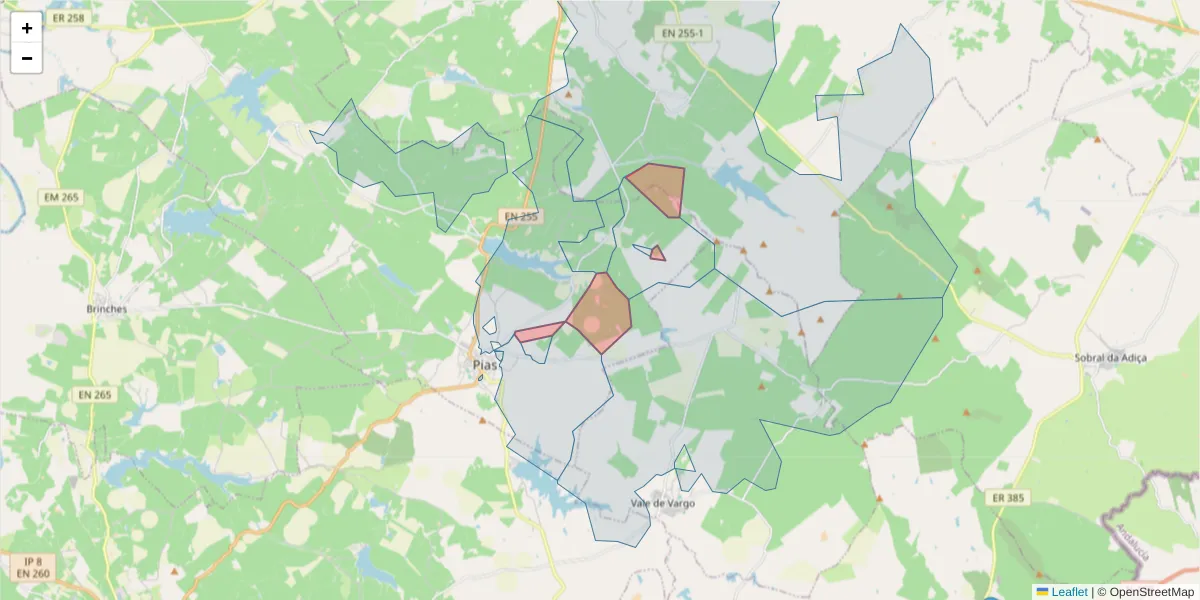 Mapa detalhado do código postal 7830-286 com limites, códigos postais vizinhos e agências dos correios