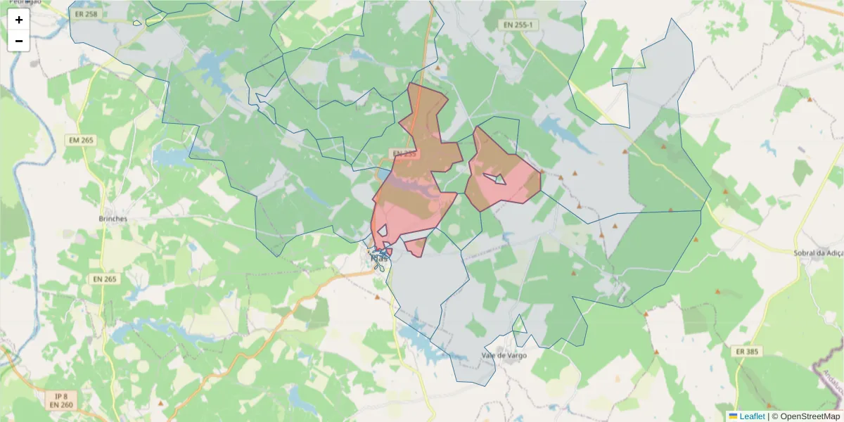 Mapa detalhado do código postal 7830-287 com limites, códigos postais vizinhos e agências dos correios