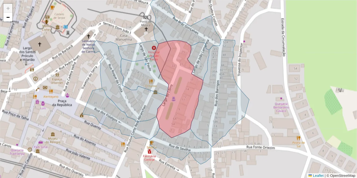 Mapa detalhado do código postal 7830-328 com limites, códigos postais vizinhos e agências dos correios
