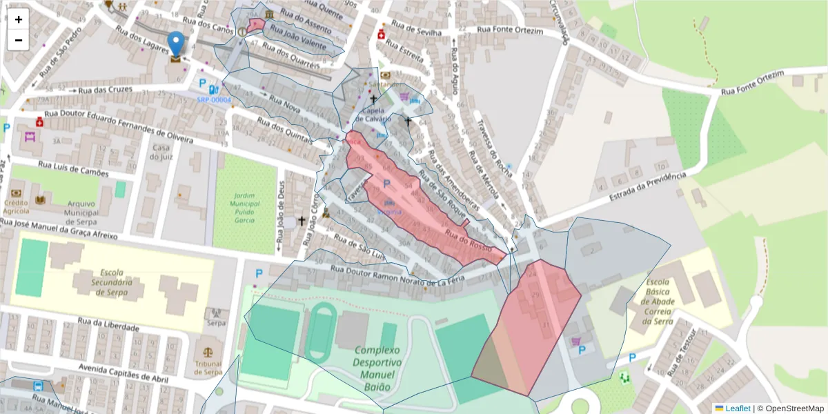 Mapa detalhado do código postal 7830-371 com limites, códigos postais vizinhos e agências dos correios