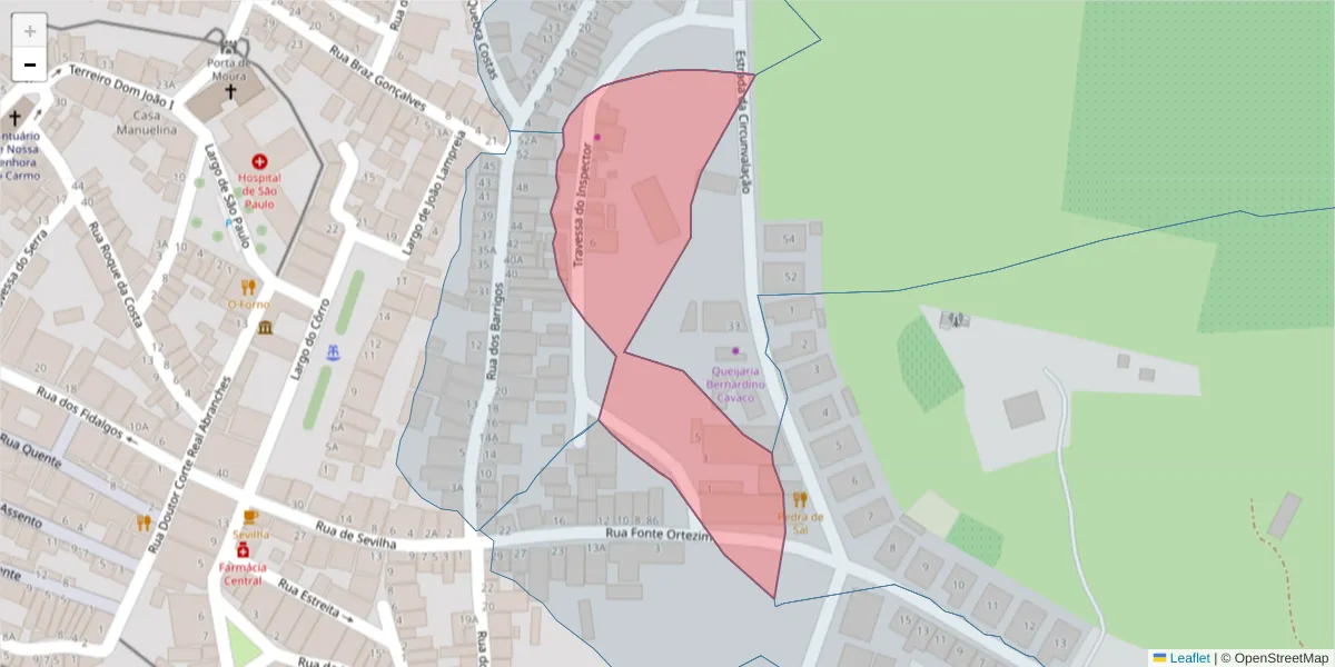 Mapa detalhado do código postal 7830-379 com limites, códigos postais vizinhos e agências dos correios