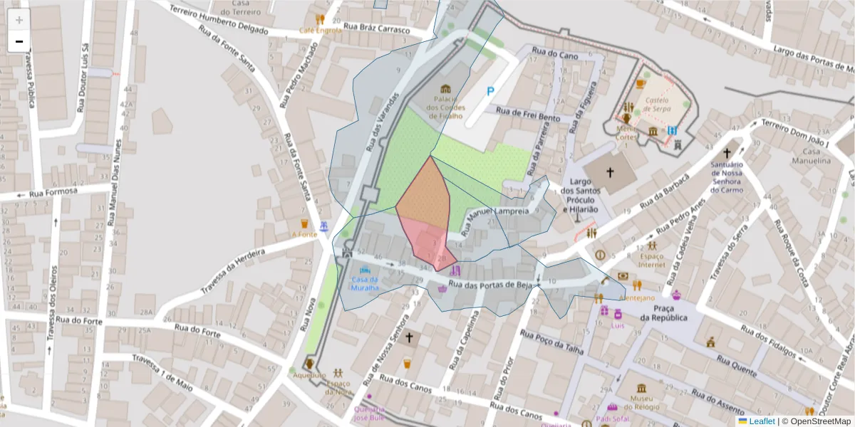 Mapa detalhado do código postal 7830-383 com limites, códigos postais vizinhos e agências dos correios
