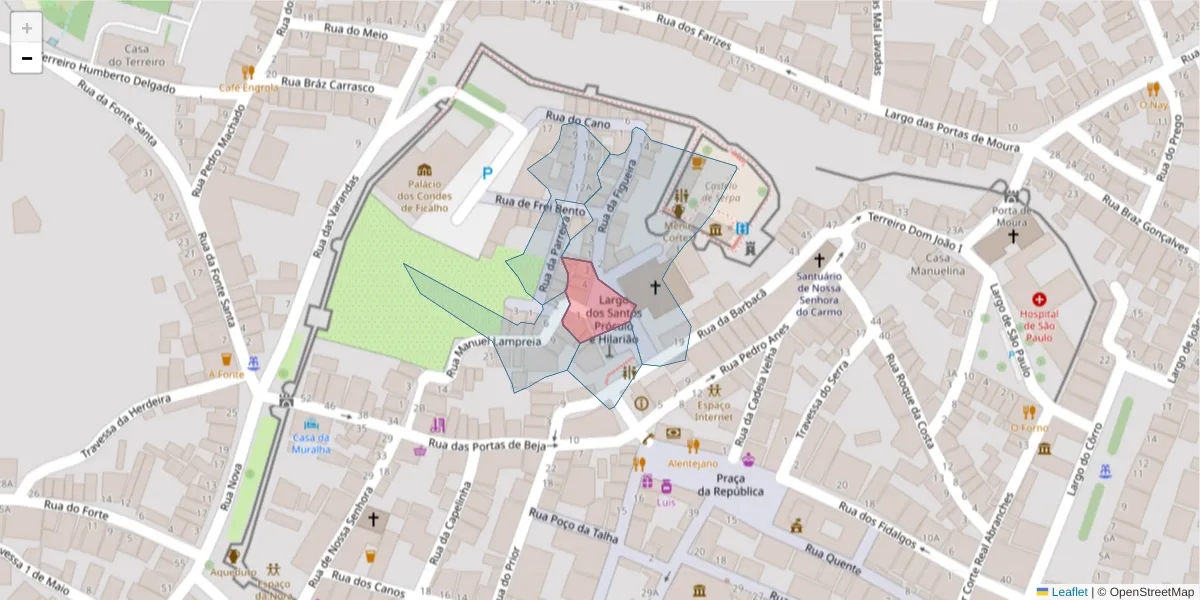 Mapa detalhado do código postal 7830-385 com limites, códigos postais vizinhos e agências dos correios