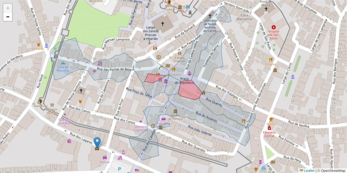 Mapa detalhado do código postal 7830-389 com limites, códigos postais vizinhos e agências dos correios