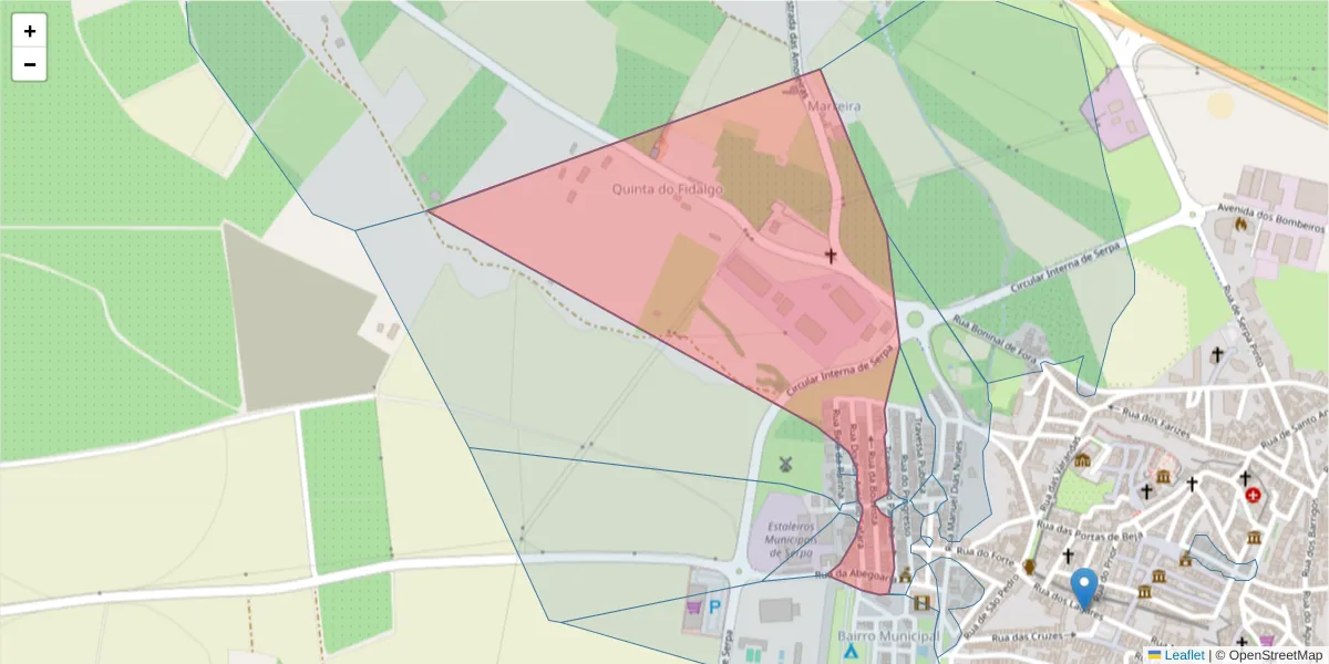 Mapa detalhado do código postal 7830-398 com limites, códigos postais vizinhos e agências dos correios