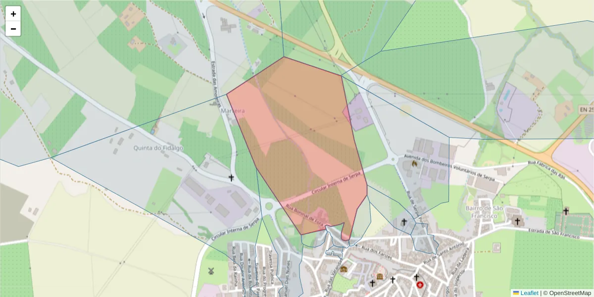 Mapa detalhado do código postal 7830-400 com limites, códigos postais vizinhos e agências dos correios