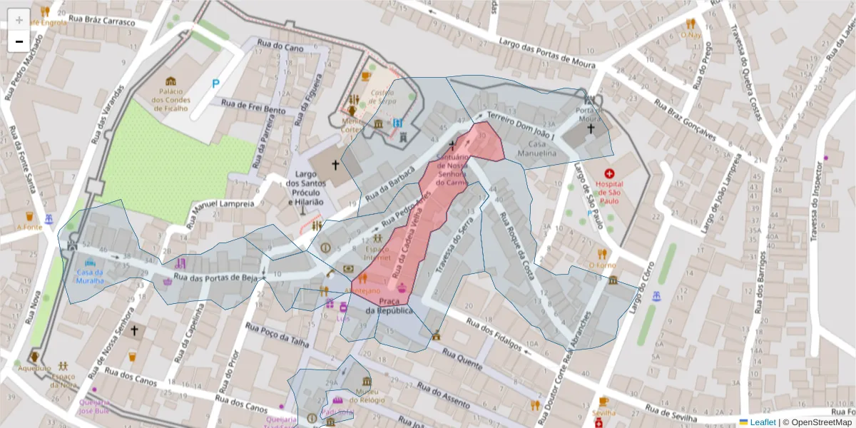 Mapa detalhado do código postal 7830-403 com limites, códigos postais vizinhos e agências dos correios
