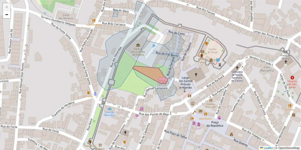 Mapa detalhado do código postal 7830-421 com limites, códigos postais vizinhos e agências dos correios