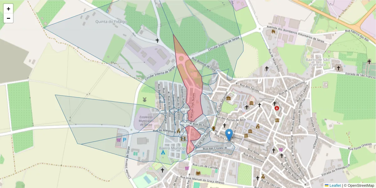 Mapa detalhado do código postal 7830-424 com limites, códigos postais vizinhos e agências dos correios