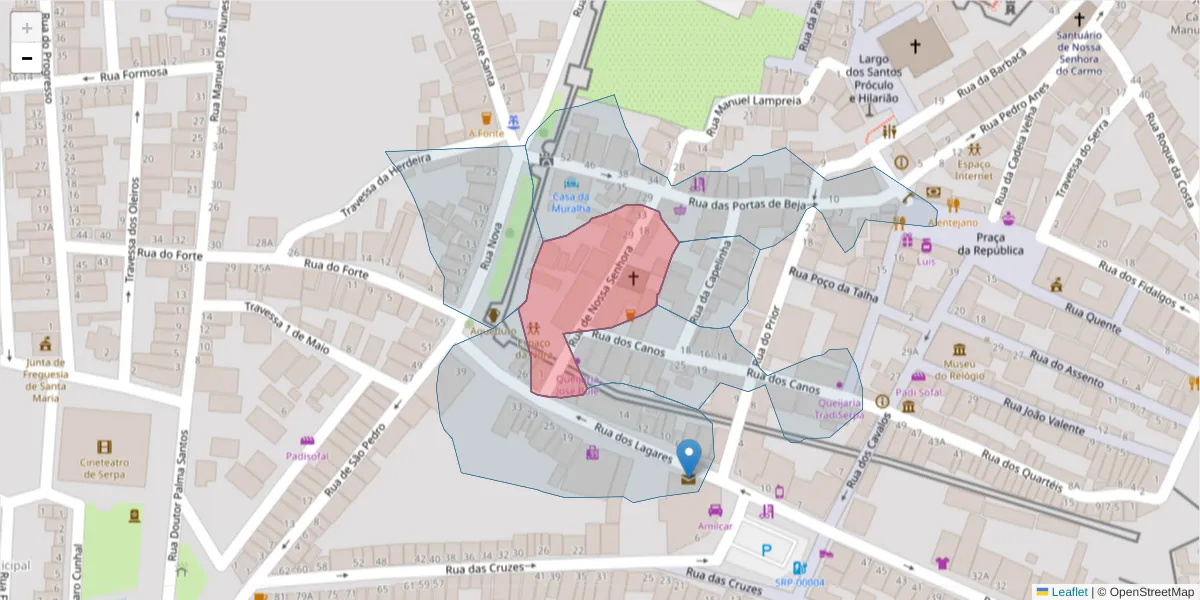 Mapa detalhado do código postal 7830-425 com limites, códigos postais vizinhos e agências dos correios