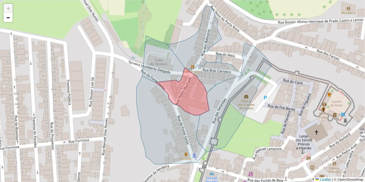 Mapa detalhado do código postal 7830-429 com limites, códigos postais vizinhos e agências dos correios